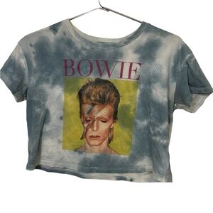Retro David Bowie Rock Tie Dye Cropped Women’s XS T-Shirt MINTY Ziggy Stardust